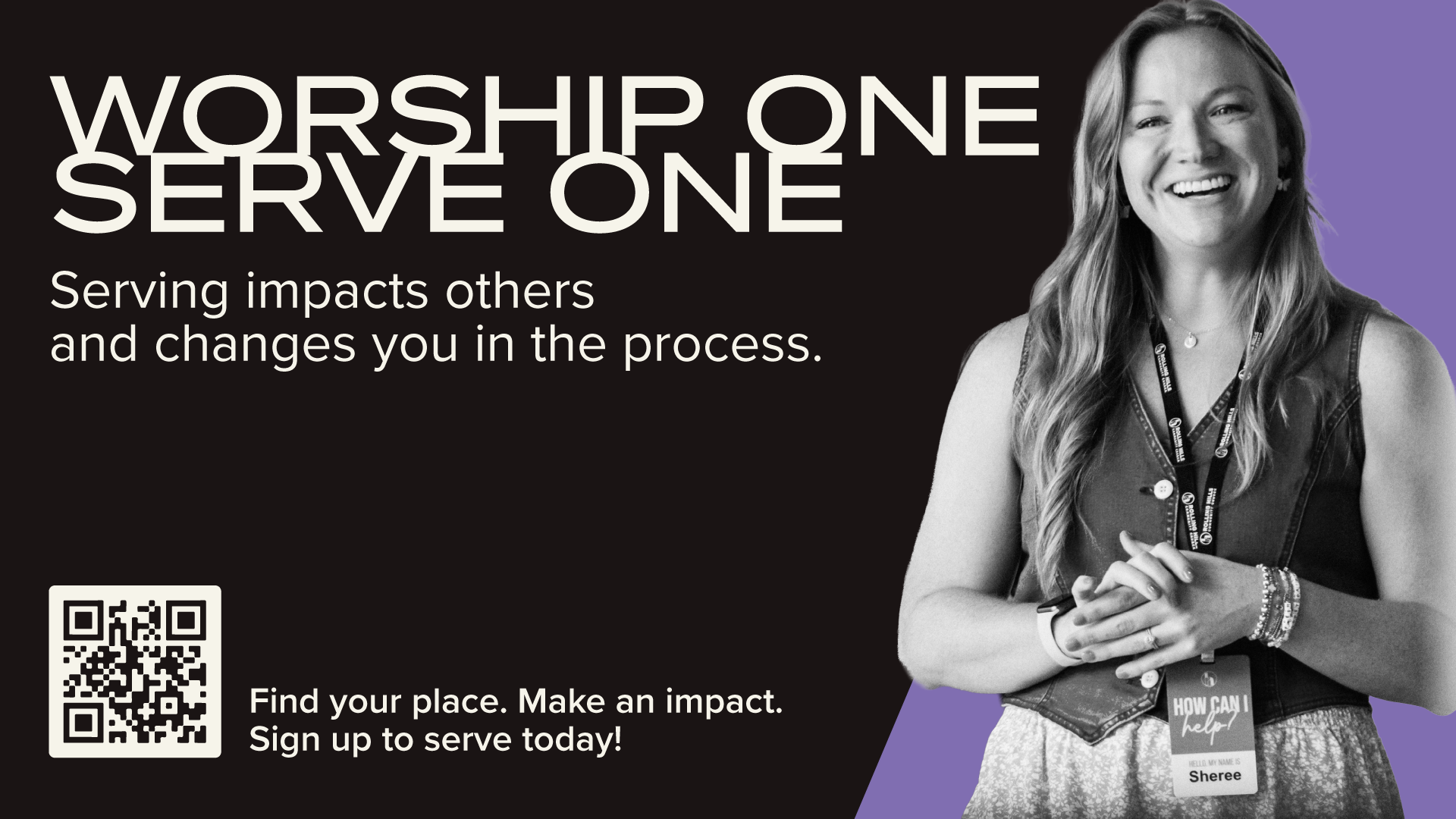 This slide links people to a form to sign up to serve at our church.